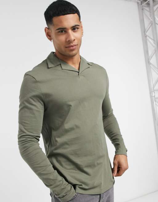 Long sleeve shop polo with collar