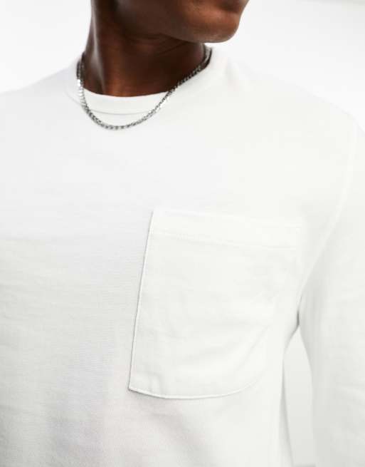 ASOS DESIGN long sleeve premium t t-shirt with pocket in white | ASOS