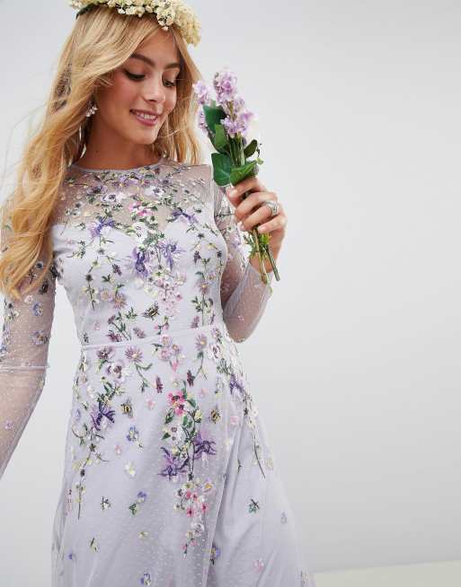 Long sleeve 2024 embroidered gown