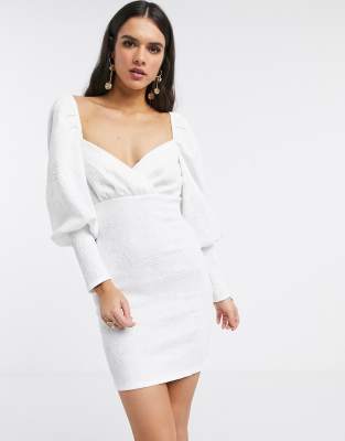 asos long sleeve white dress