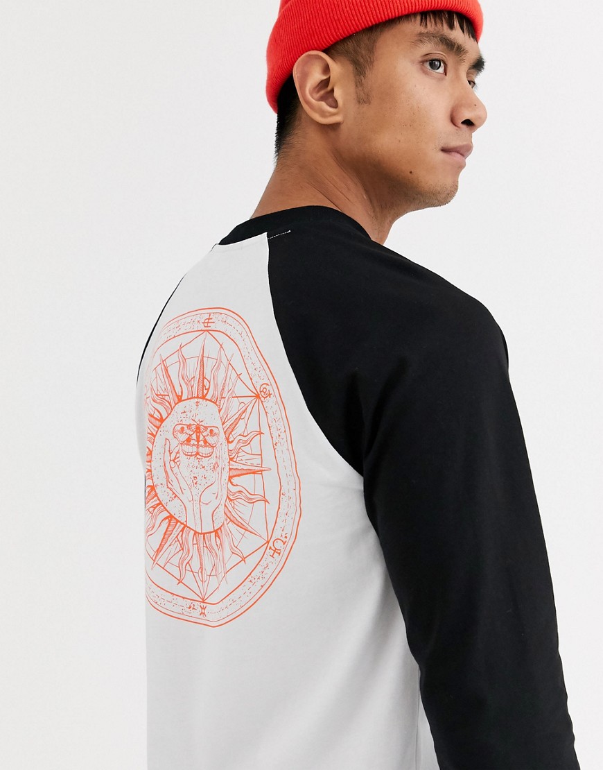 ASOS DESIGN long sleeve raglan with back sun print-White