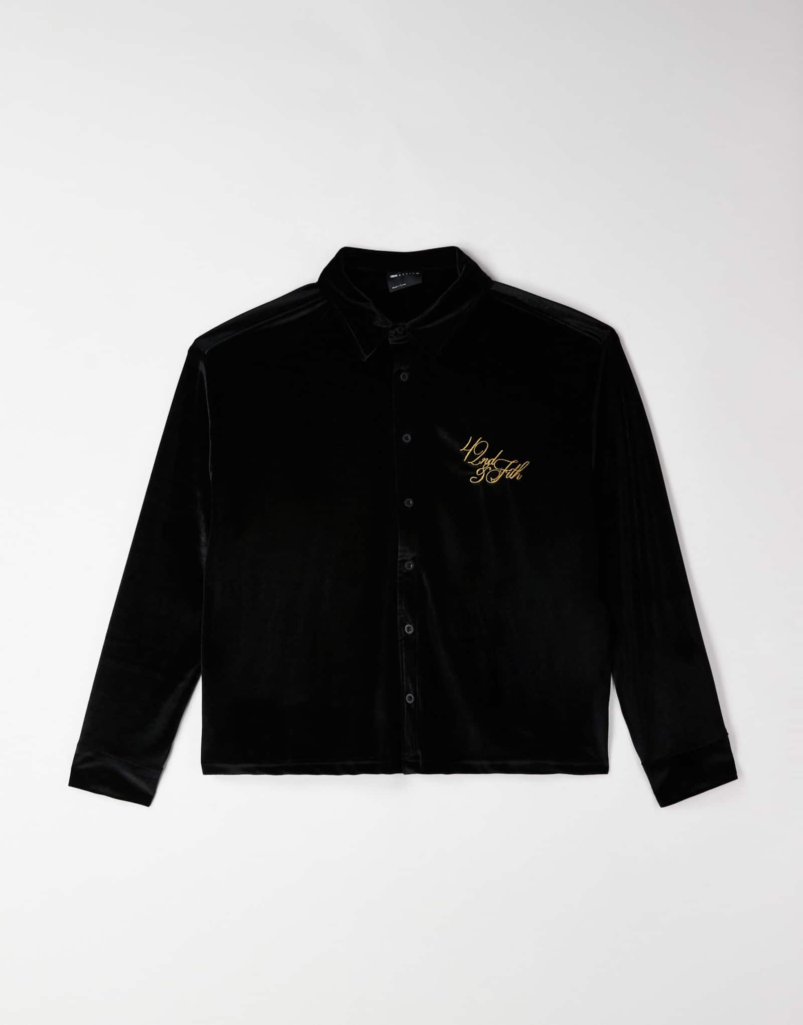 Свободная рубашка свободного кроя с длинным рукавом от ASOS DESIGN из черного велюра