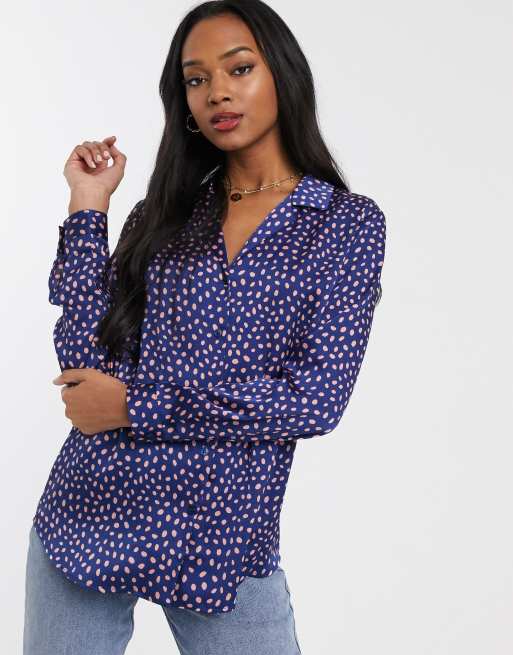 Satin polka-dot blouse - Women