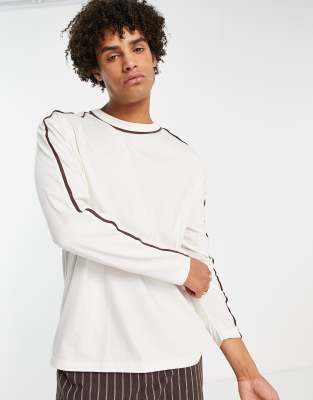 Asos Design Long Sleeve Relaxed T-shirt In White