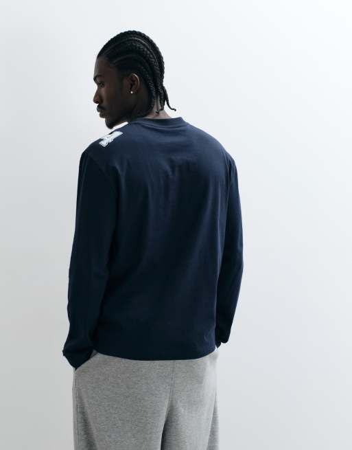 ASOS DESIGN long sleeve relaxed t-shirt with 72 graphic in navy, 5 of 5