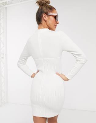 white long sleeve corset dress