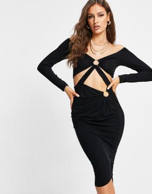 asos black cut out dress