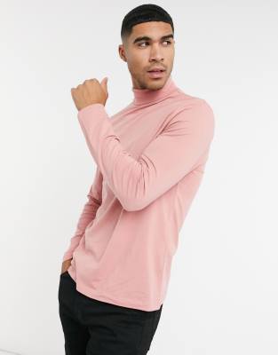 old rose long sleeve polo for men