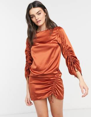 asos rust satin dress