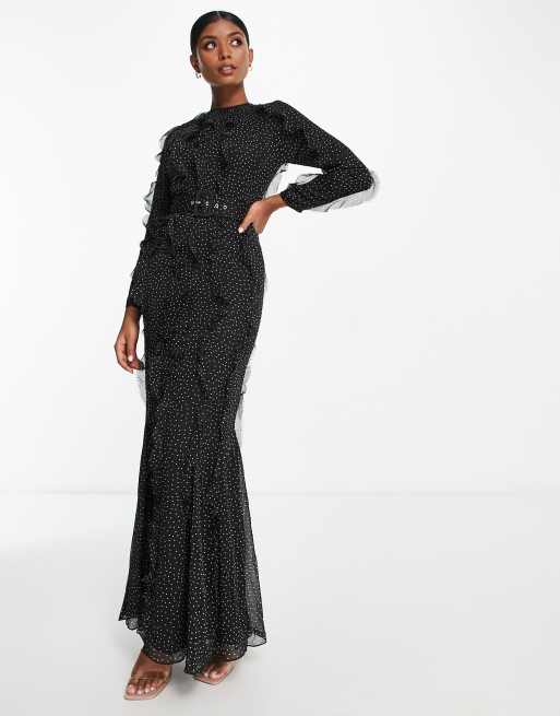 Asos black 2024 long dress