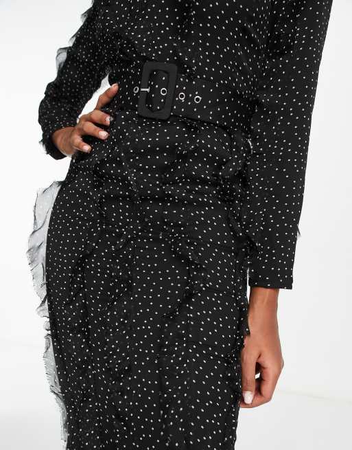 Asos black best sale ruffle dress