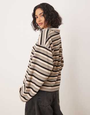 ASOS DESIGN LONG SLEEVE RUGBY COLLAR TOP