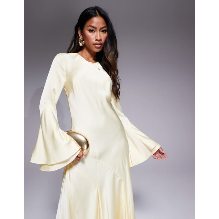 long white dress with scarf Modest Satin Dress main image 0