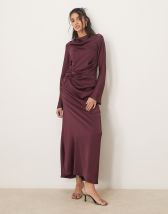 ASOS DESIGN twist waist drape maxi dress in khaki