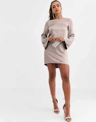 long sleeve satin mini dress