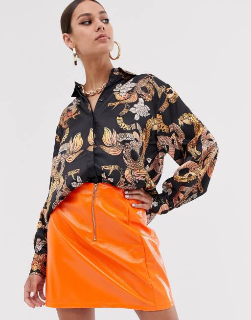 Snake print store satin blouse