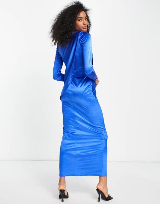 Long sleeve cobalt blue on sale dress