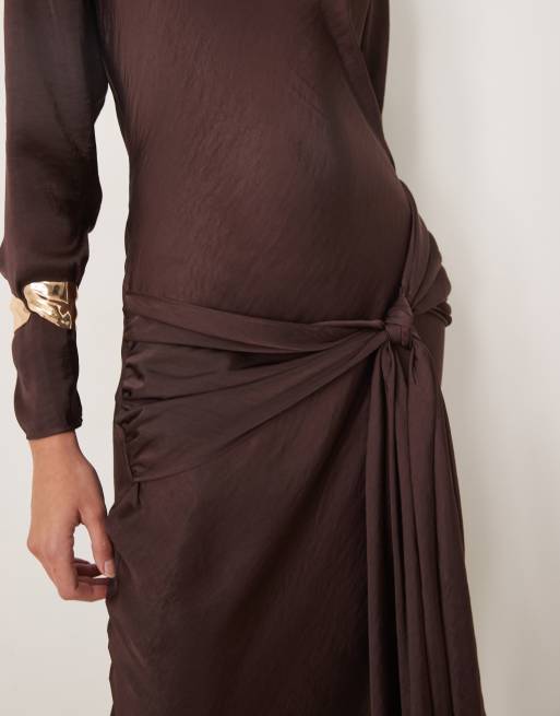 knee length dresses for ladies Rent ASOS DESIGN Satin Bust Cup Detail Midi Dress In Turquoise