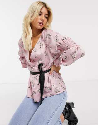 satin floral top