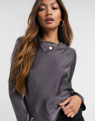 gray satin top