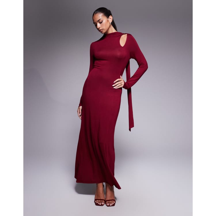 asos red long sleeve dress ASOS Design - Maxi Dress - Women - Polyester/Spandex - XS