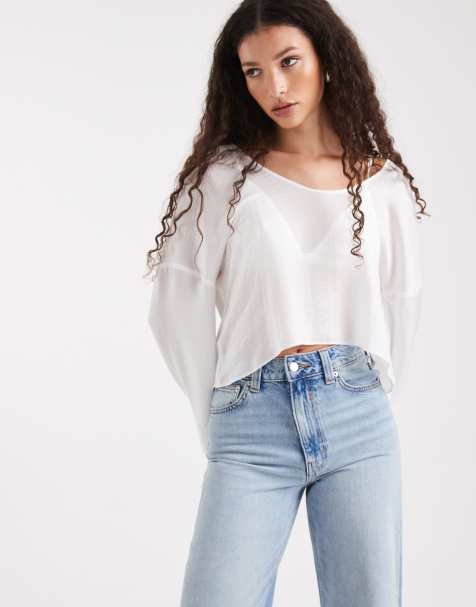 ASOS DESIGN long sleeve scoop detail blouse - view 1