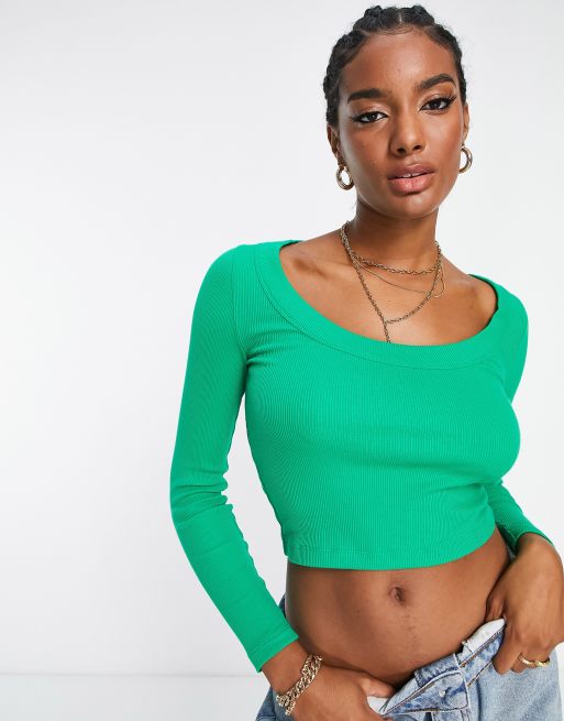 Asos long store sleeve crop top