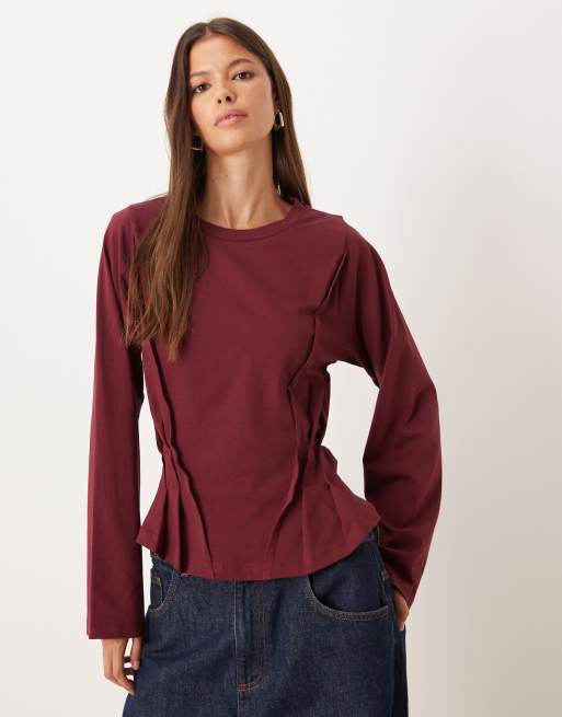 ASOS DESIGN long sleeve seam detail corset tee TBC