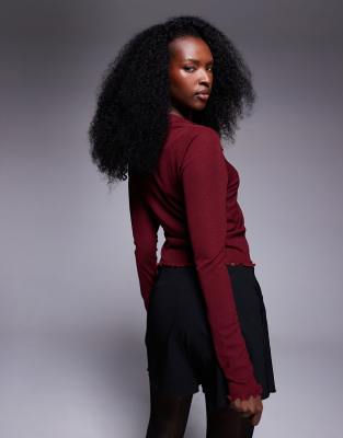 Asos Design Long Sleeve Semi Sheer Shirt In Brown