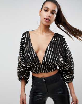 asos black sequin top