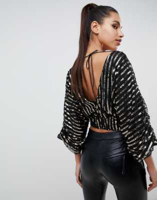 bell sleeve sequin top