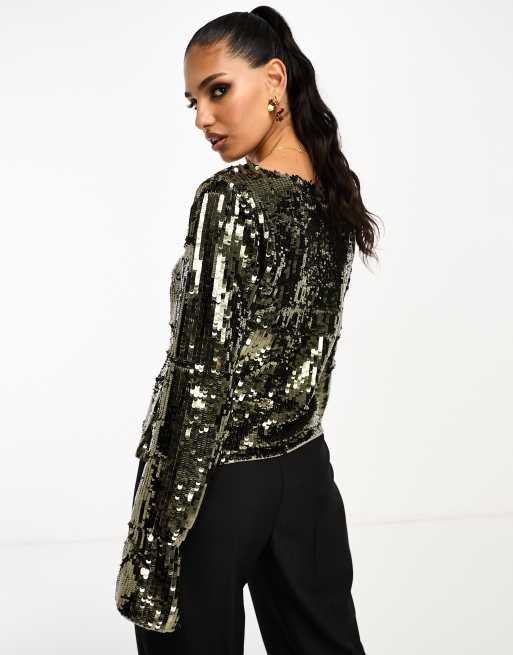 Long sleeve sequin shirt sale