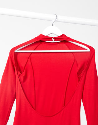 asos red long sleeve dress