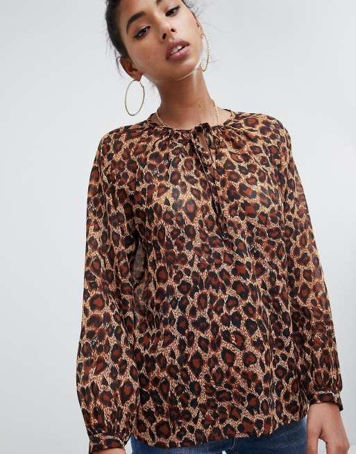 Leopard print hot sale blouse asos