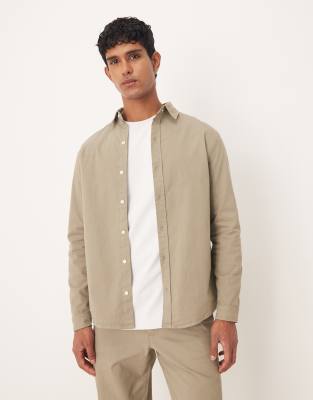 Asos Design Long Sleeve Shirt In Brown