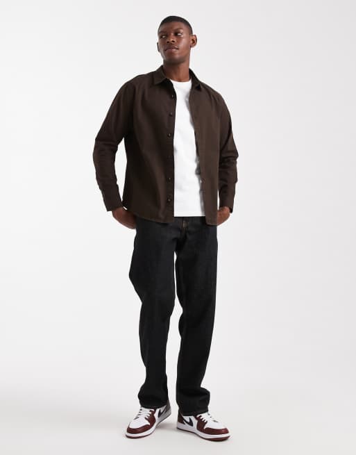 ASOS DESIGN long sleeve shirt in brown ripstop, 2 of 5