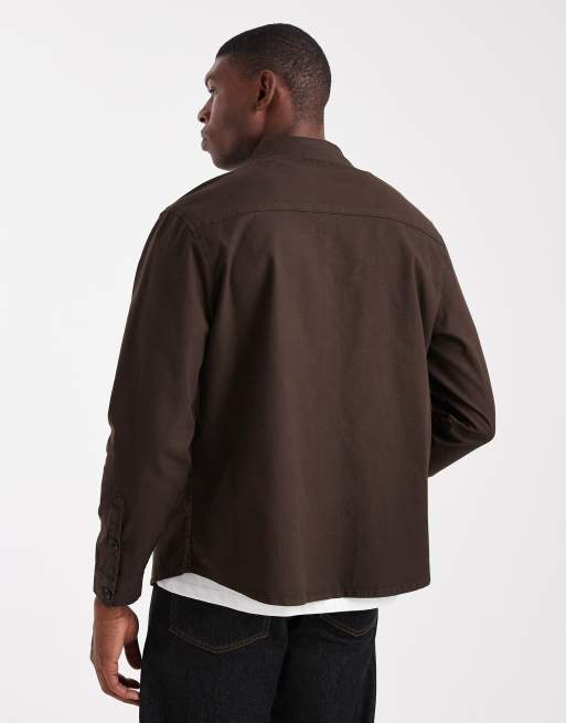 ASOS DESIGN long sleeve shirt in brown ripstop, 3 of 5