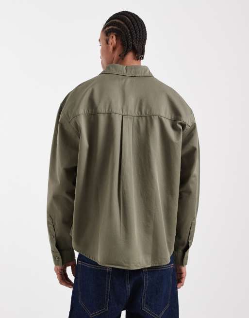 ASOS DESIGN long sleeve shirt in khaki (part of a set), 5 of 5