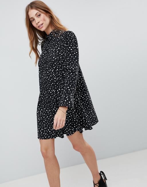 ASOS DESIGN Long Sleeve Shirt Mini Dress In Scatter Spot | ASOS