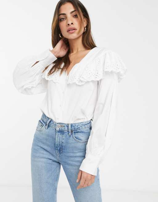 Broderie Anglaise Collar Shirt - Ready-to-Wear 1AB7DI