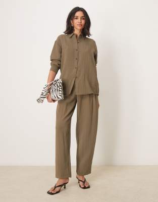 Asos Design Long Sleeve Shirt With Open Back In Green