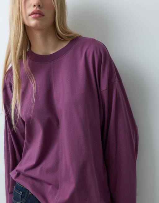 ASOS DESIGN long sleeve skate t-shirt in plum, 3 of 5
