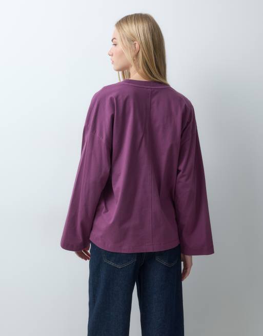 ASOS DESIGN long sleeve skate t-shirt in plum, 4 of 5