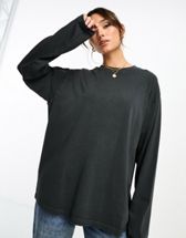ASOS DESIGN long sleeve henley t-shirt in waffle charcoal heather