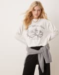 [ASOS DESIGN] ASOS DESIGN long sleeve skater t-shirt with Alaska graphic in white-Multi M WHITE