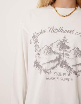 Asos Design Long Sleeve Skater T-shirt With Alaska Graphic In Multi