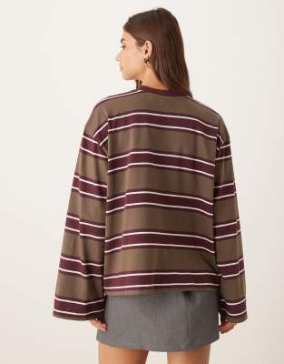 Asos Design Long Sleeve Skater Tee In Multi