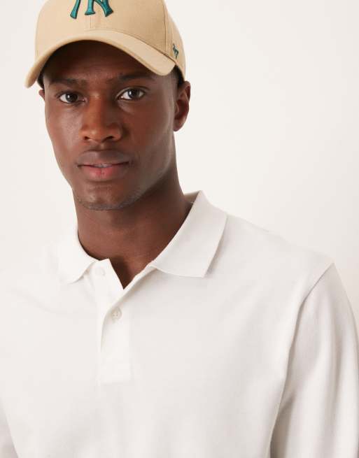 ASOS DESIGN long sleeve smart pique polo in white