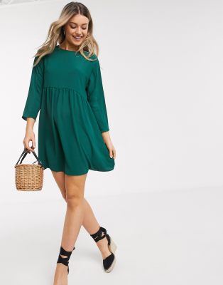 long sleeve green mini dress