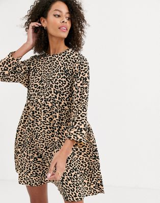 leopard print smock dress